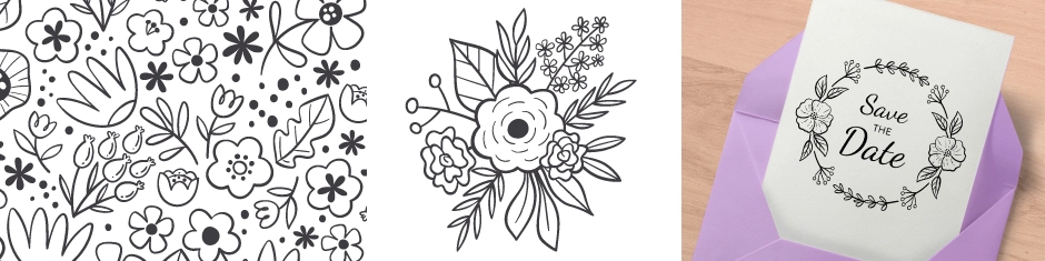 Estampados y arreglos florales en formato vectorial