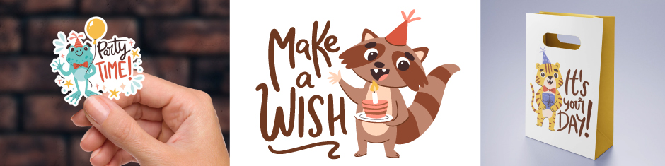 ejemplos de uso de dibujos de animales de cumpleaños