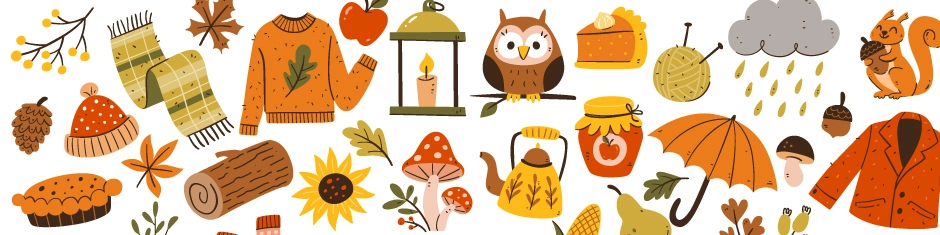 Estampado hecho con imágenes prediseñadas de elementos de otoño